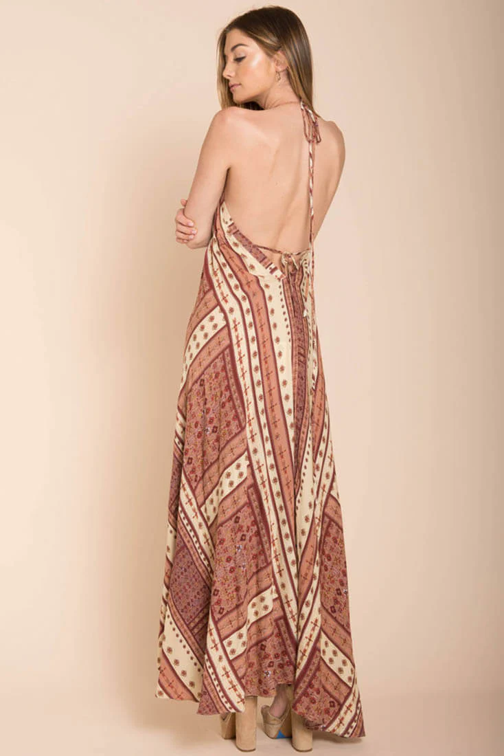 Romani Fall Maxi Dress Rust - Image 4