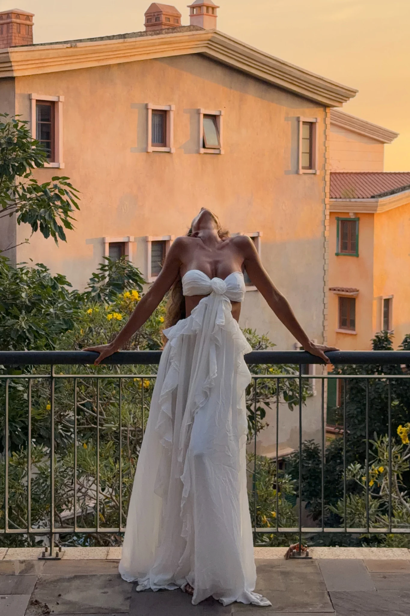 Santiago Cut-Out Ruffle Maxi Dress White - Image 4