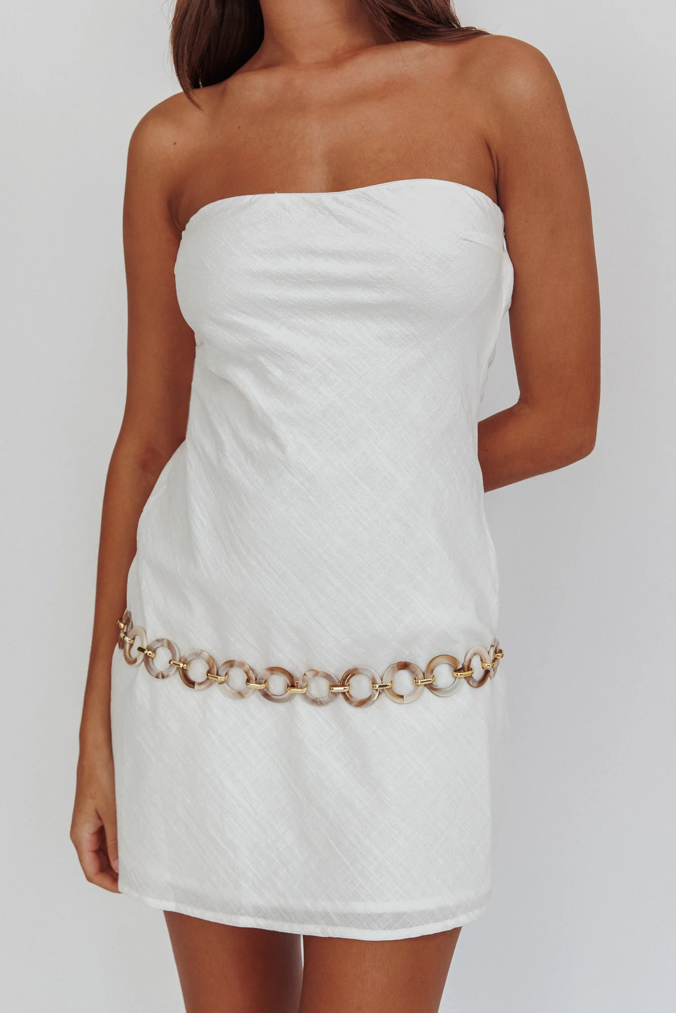Sorbet Strapless Mini Dress White - Image 5