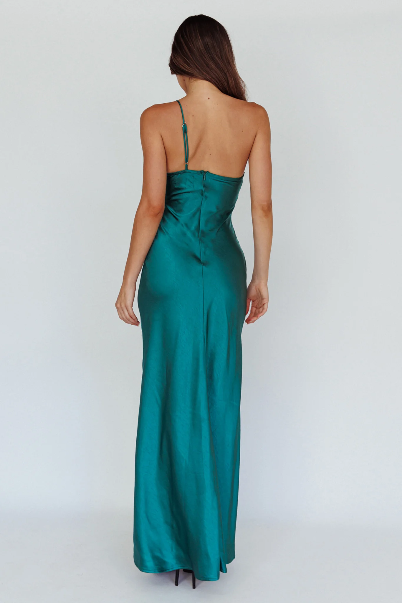 Twilight Tango One-Shoulder Maxi Dress Forest Green - Image 3