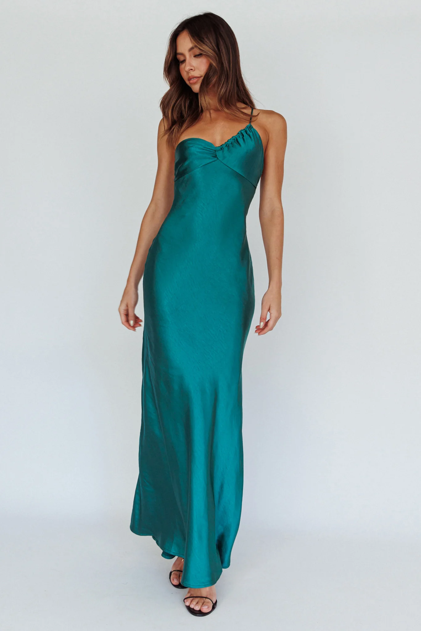 Twilight Tango One-Shoulder Maxi Dress Forest Green - Image 7