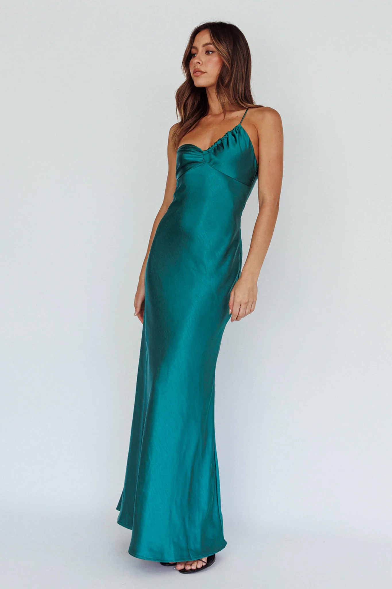 Twilight Tango One-Shoulder Maxi Dress Forest Green - Image 8