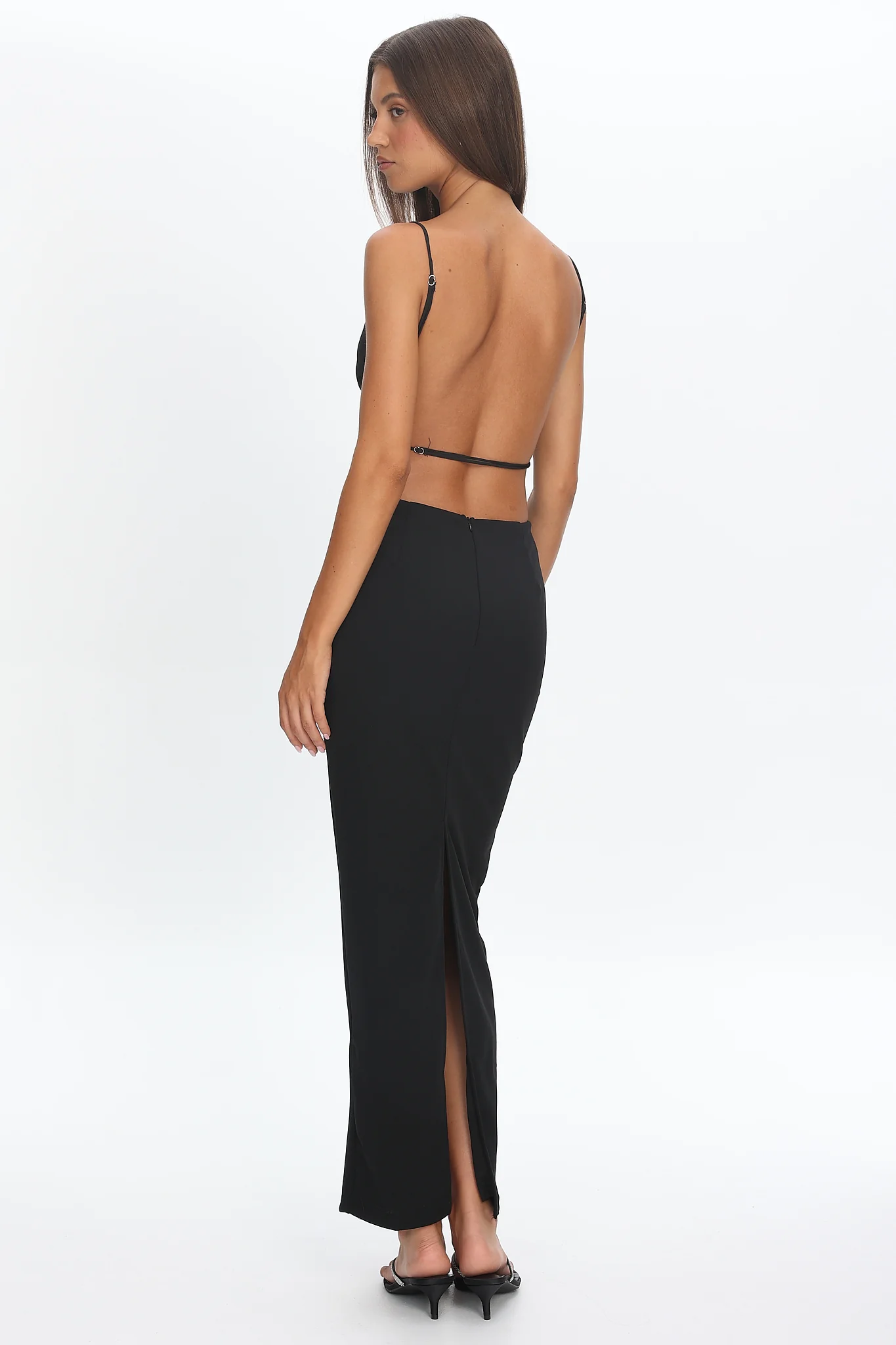 Yindi Backless Boat Neck Maxi Dress Black - Image 3