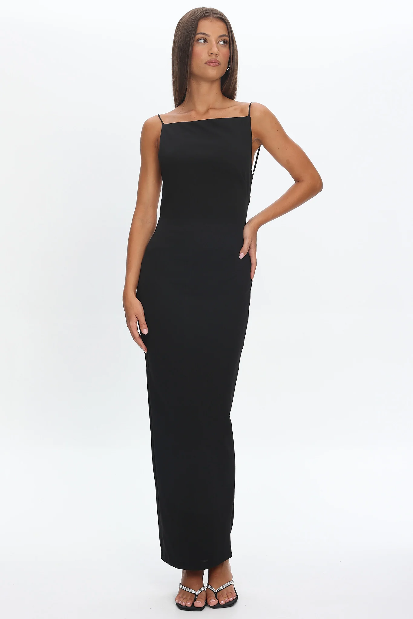 Yindi Backless Boat Neck Maxi Dress Black - Image 5